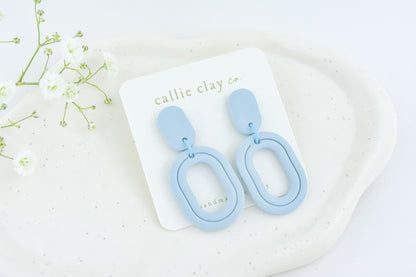 Lola Clay Statement Earrings in Light Blue