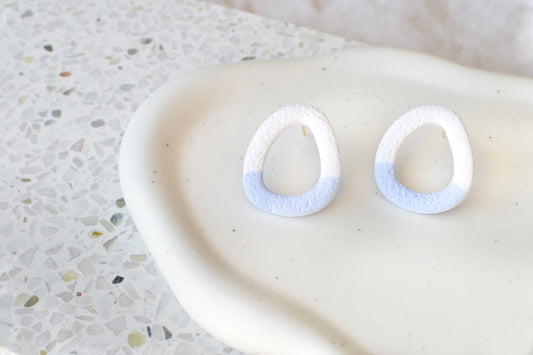 Big Textured Clay Studs | Blue & White