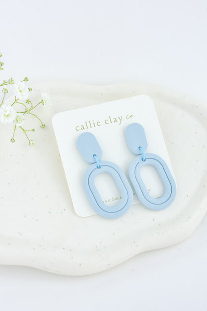 Lola Clay Statement Earrings in Light Blue