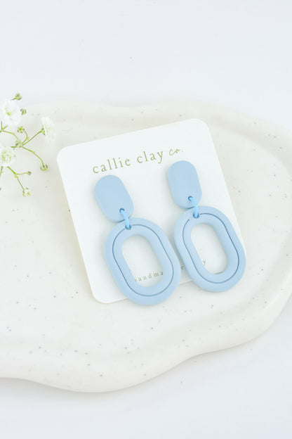 Lola Clay Statement Earrings in Light Blue