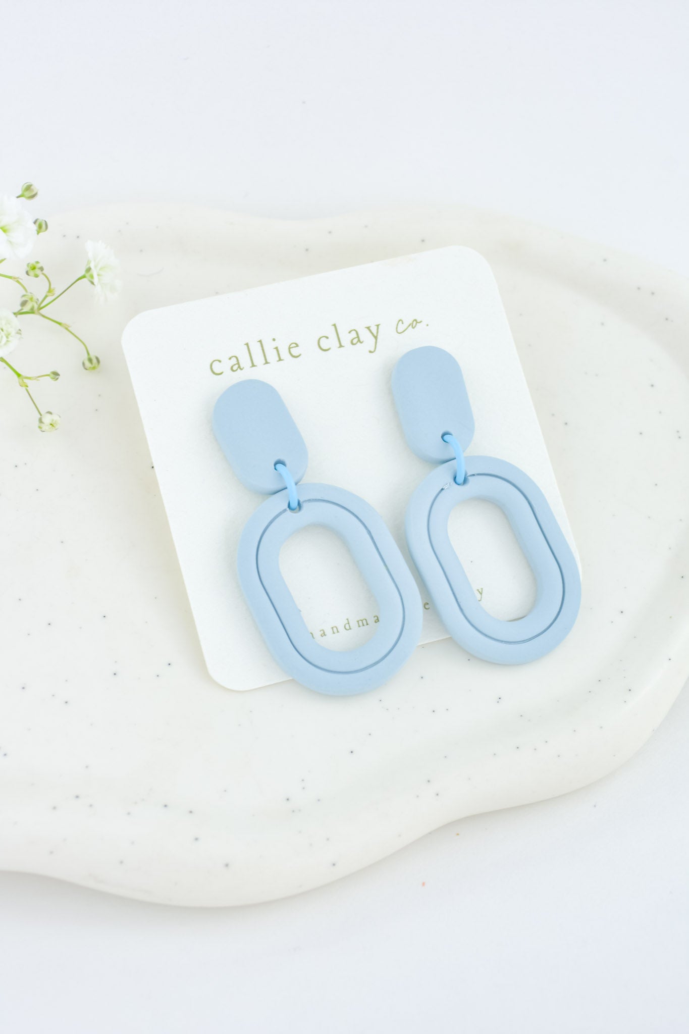 Lola Clay Statement Earrings in Light Blue