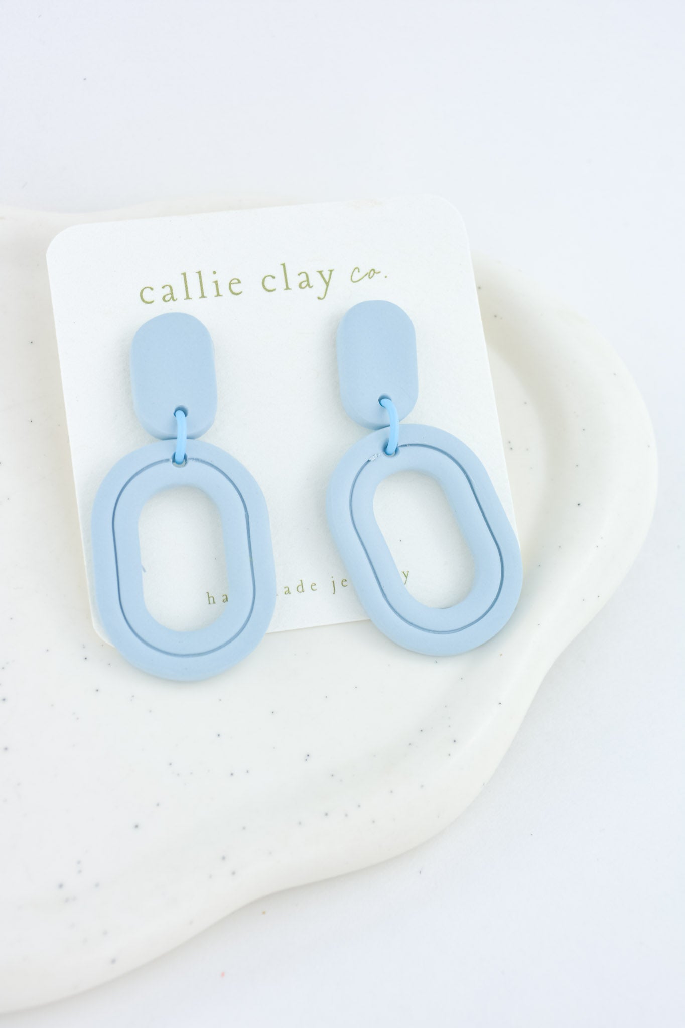 Lola Clay Statement Earrings in Light Blue