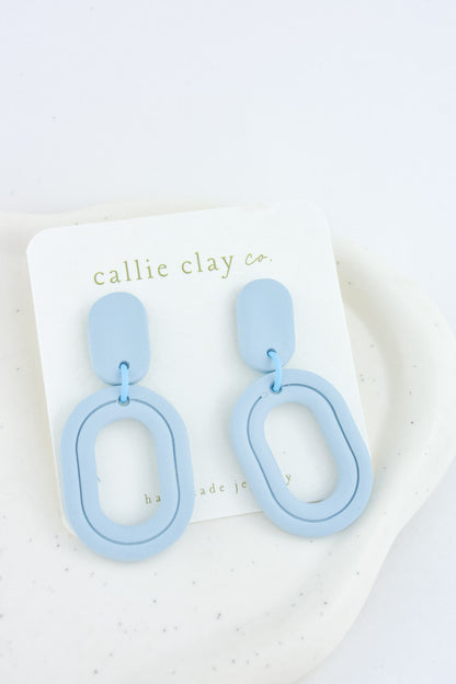 Lola Clay Statement Earrings in Light Blue