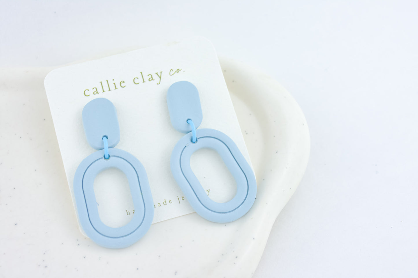 Lola Clay Statement Earrings in Light Blue