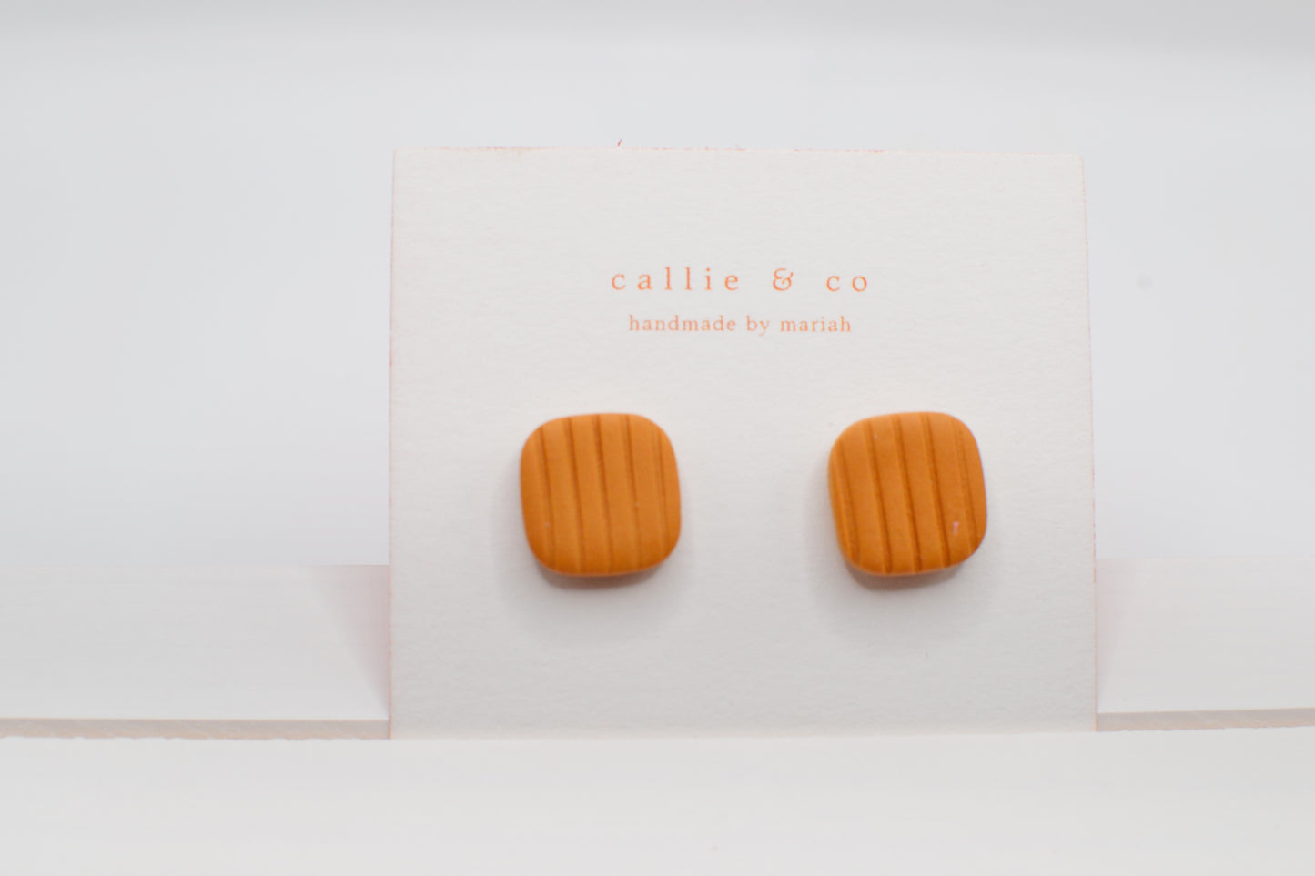 Modern Minimalist Studs| textured lined orange