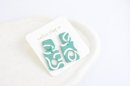 Soleil Dangles | Teal Abstract Swirls