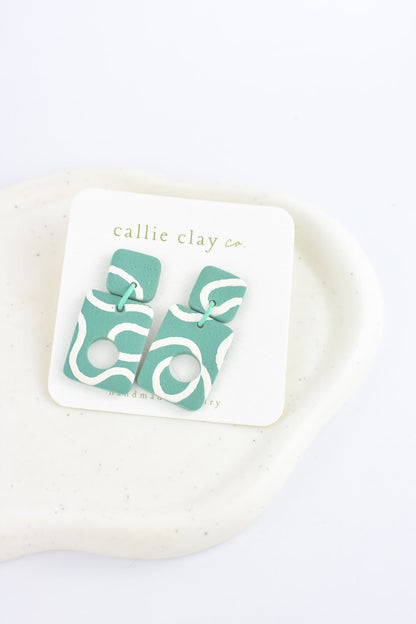 Soleil Dangles | Teal Abstract Swirls