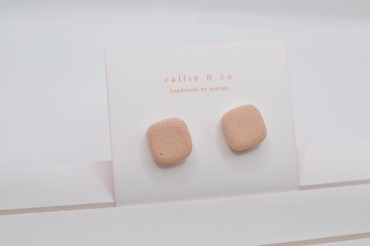 Modern Minimalist Studs | textured blush squares