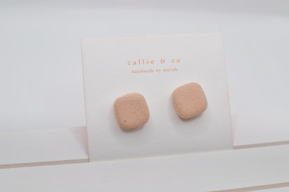 Modern Minimalist Studs| textured blush squares