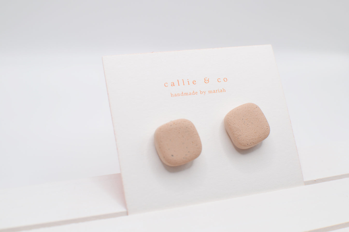 Modern Minimalist Studs | textured blush squares