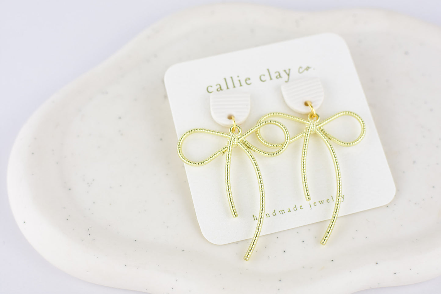 Lilly Bow Earrings | Gold & White