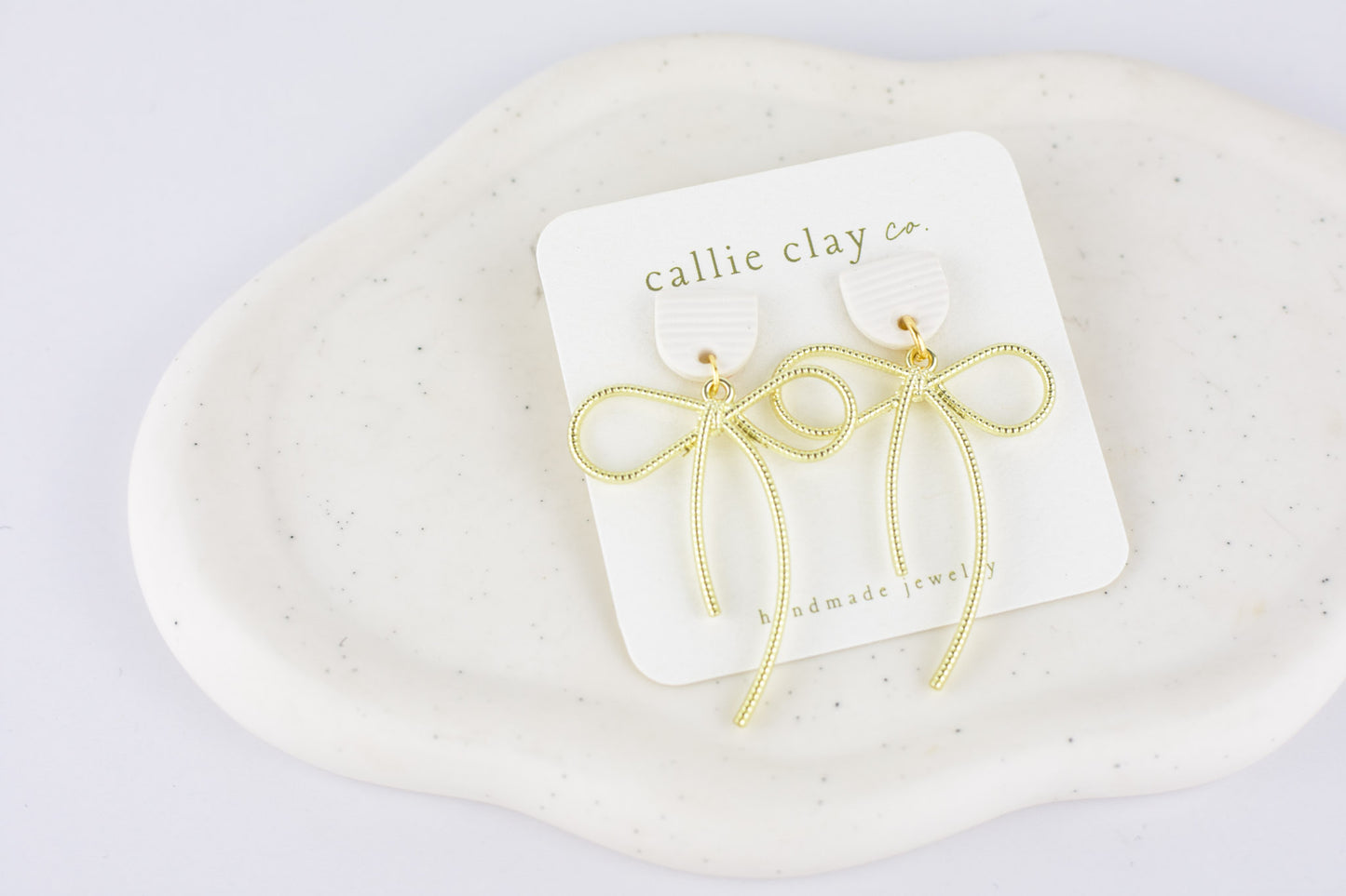 Lilly Bow Earrings | Gold & White