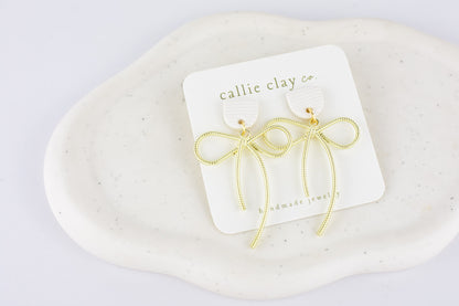 Lilly Bow Earrings | Gold & White