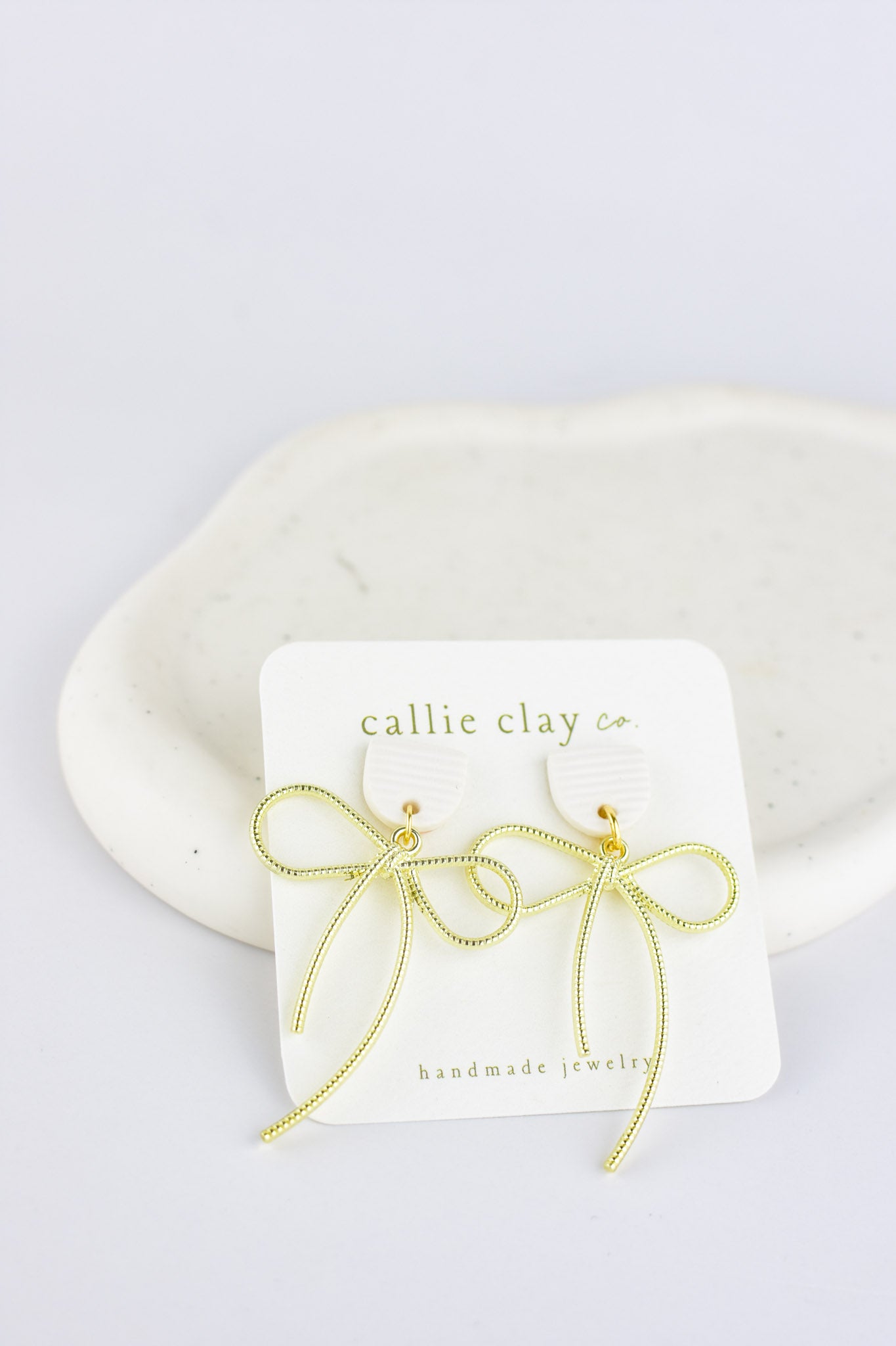 Lilly Bow Earrings | Gold & White