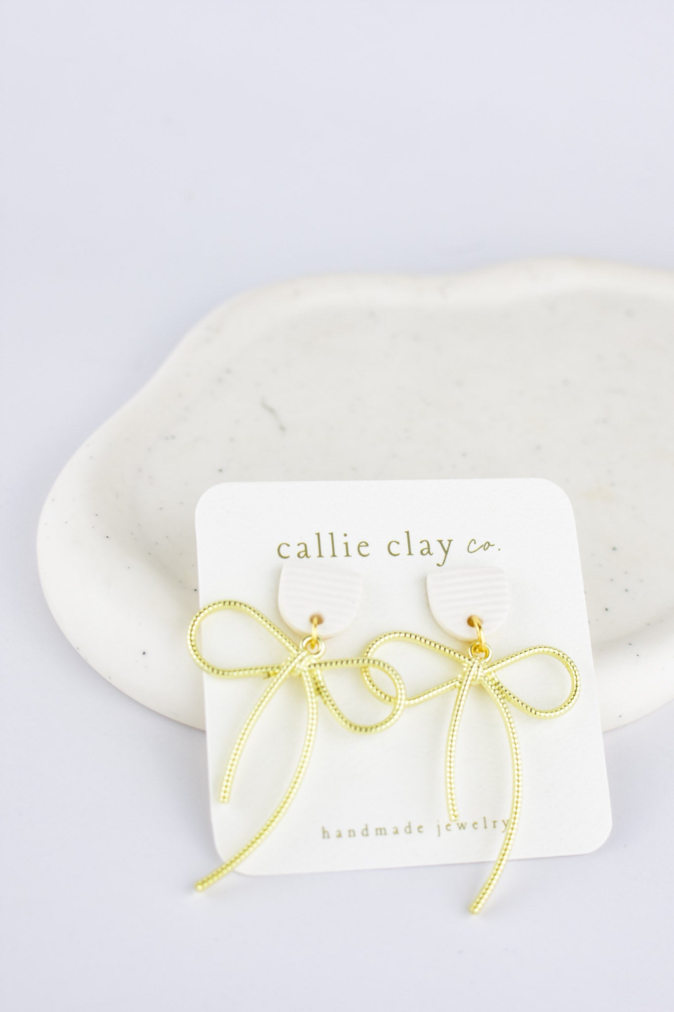 Lilly Bow Earrings | Gold & White