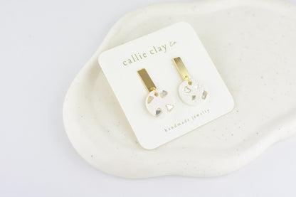 Grace Dangles | White & Gold with Stones