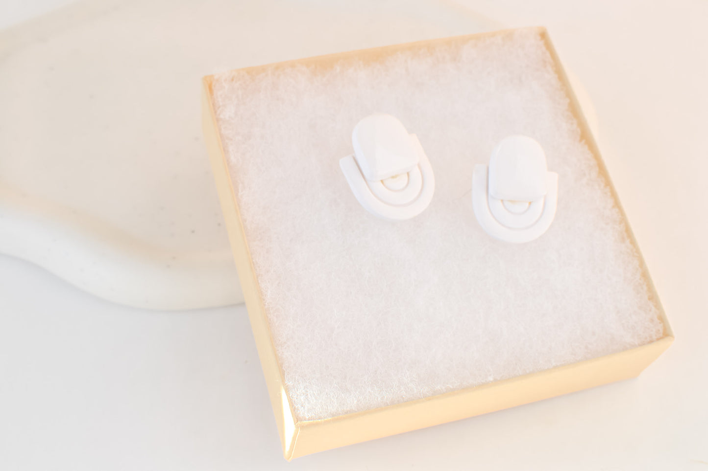 Art Deco Statement Stud | Shiny White