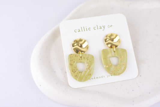 Grace Dangles | Green & Gold Speckles