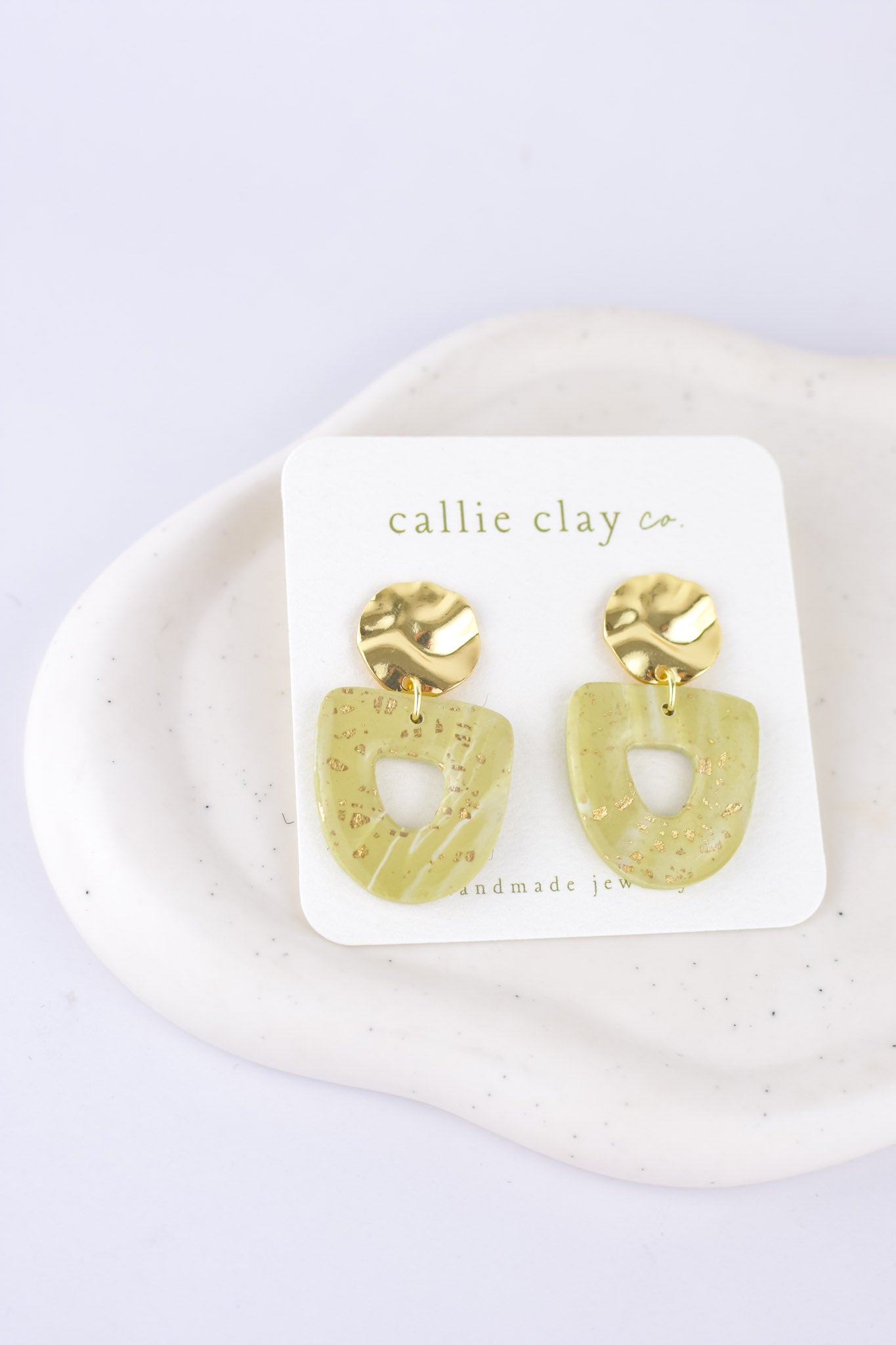 Grace Dangles | Green & Gold Speckles