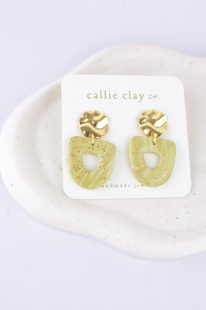 Grace Dangles | Green & Gold Speckles