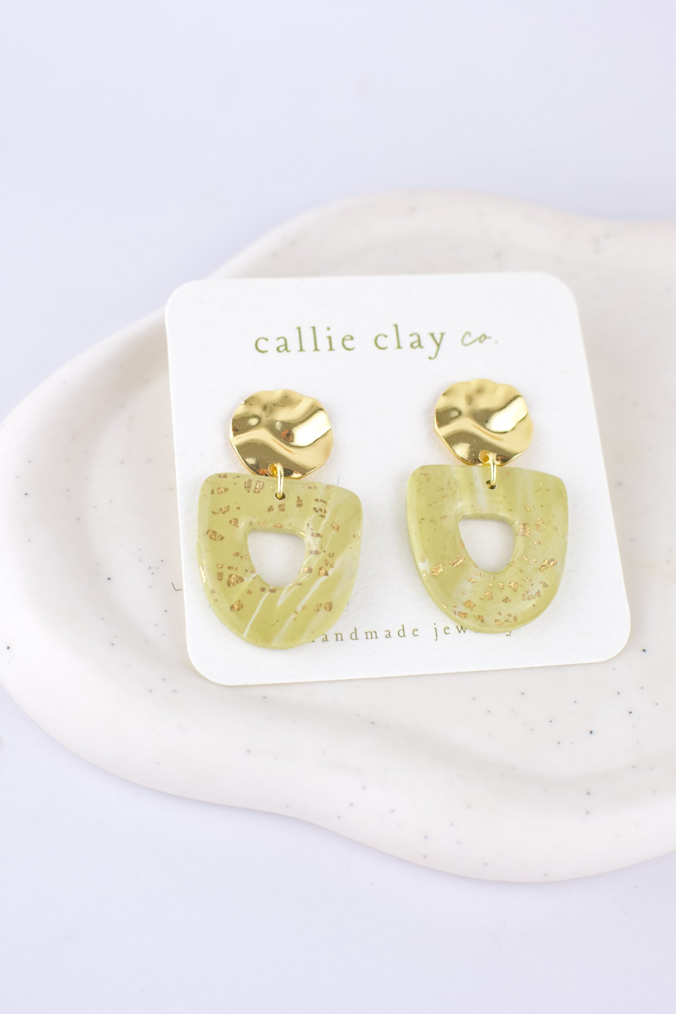 Grace Dangles | Green & Gold Speckles