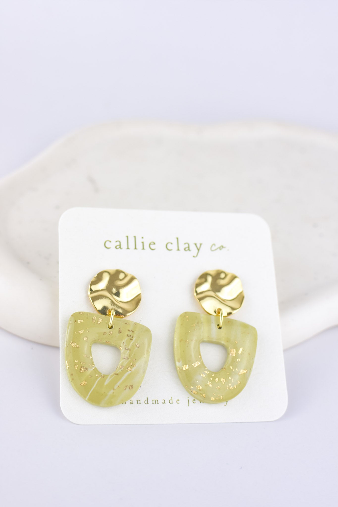 Grace Dangles | Green & Gold Speckles