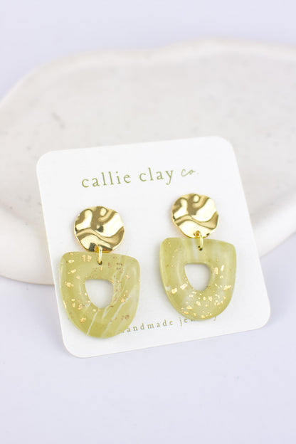 Grace Dangles | Green & Gold Speckles