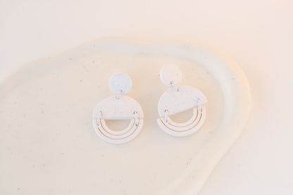 Modern Geometric Dangles | Speckled White