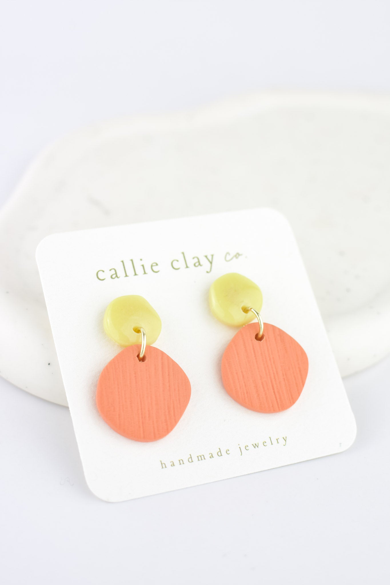 Soleil Dangles | Coral & Green Chartreuse