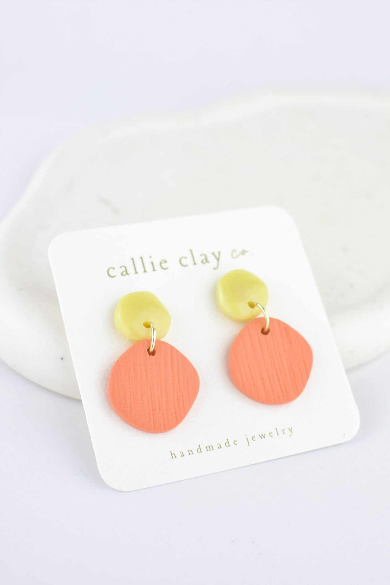 Soleil Dangles | Coral & Green Chartreuse