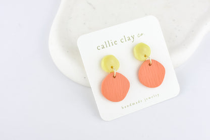 Soleil Dangles | Coral & Green Chartreuse