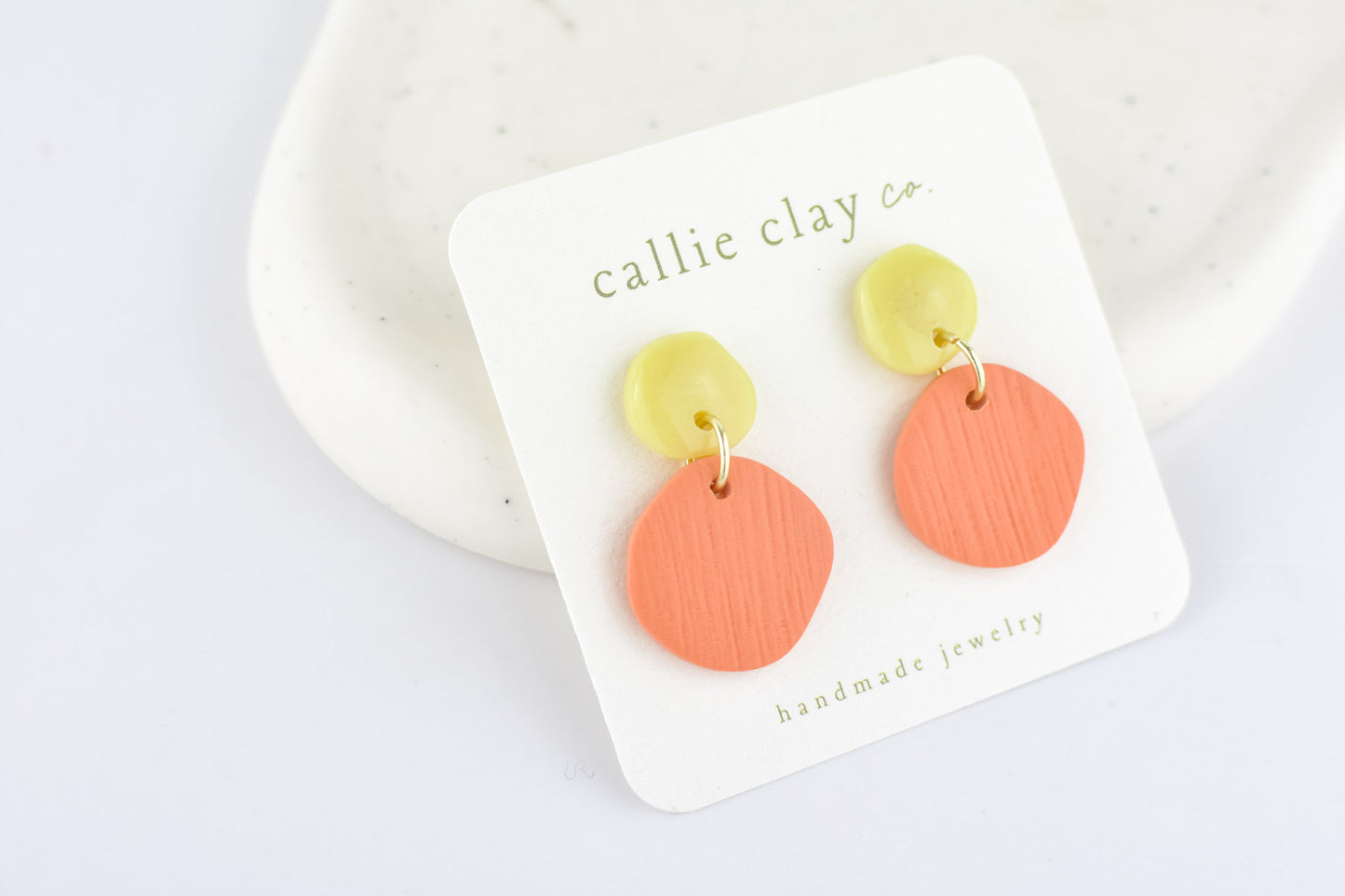 Soleil Dangles | Coral & Green Chartreuse