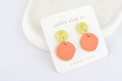 Soleil Dangles | Coral & Green Chartreuse