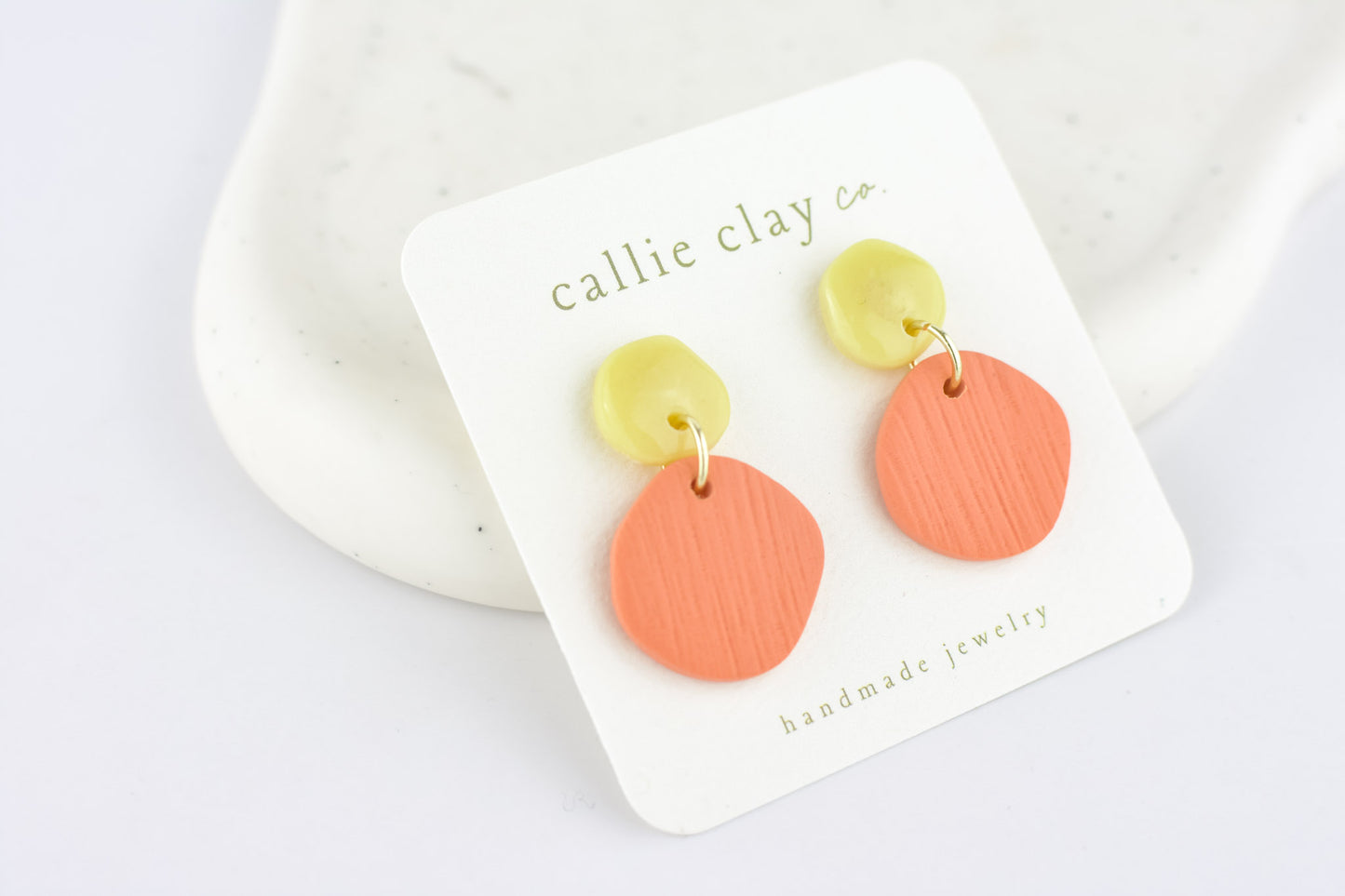 Soleil Dangles | Coral & Green Chartreuse