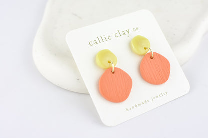 Soleil Dangles | Coral & Green Chartreuse