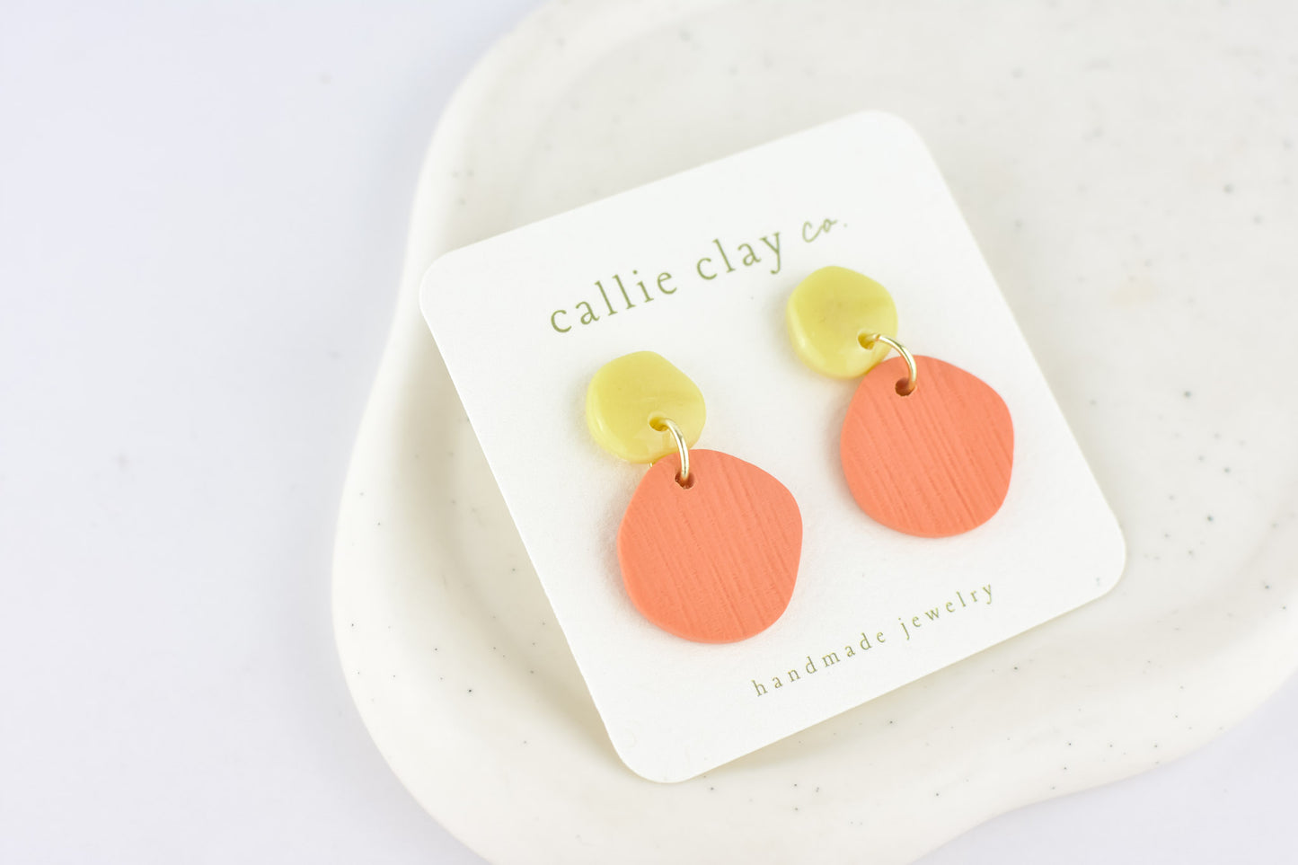 Soleil Dangles | Coral & Green Chartreuse