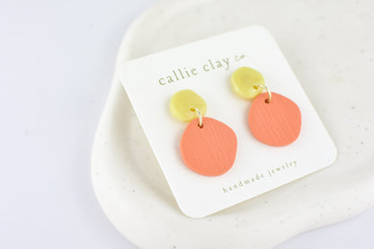 Soleil Dangles | Coral & Green Chartreuse