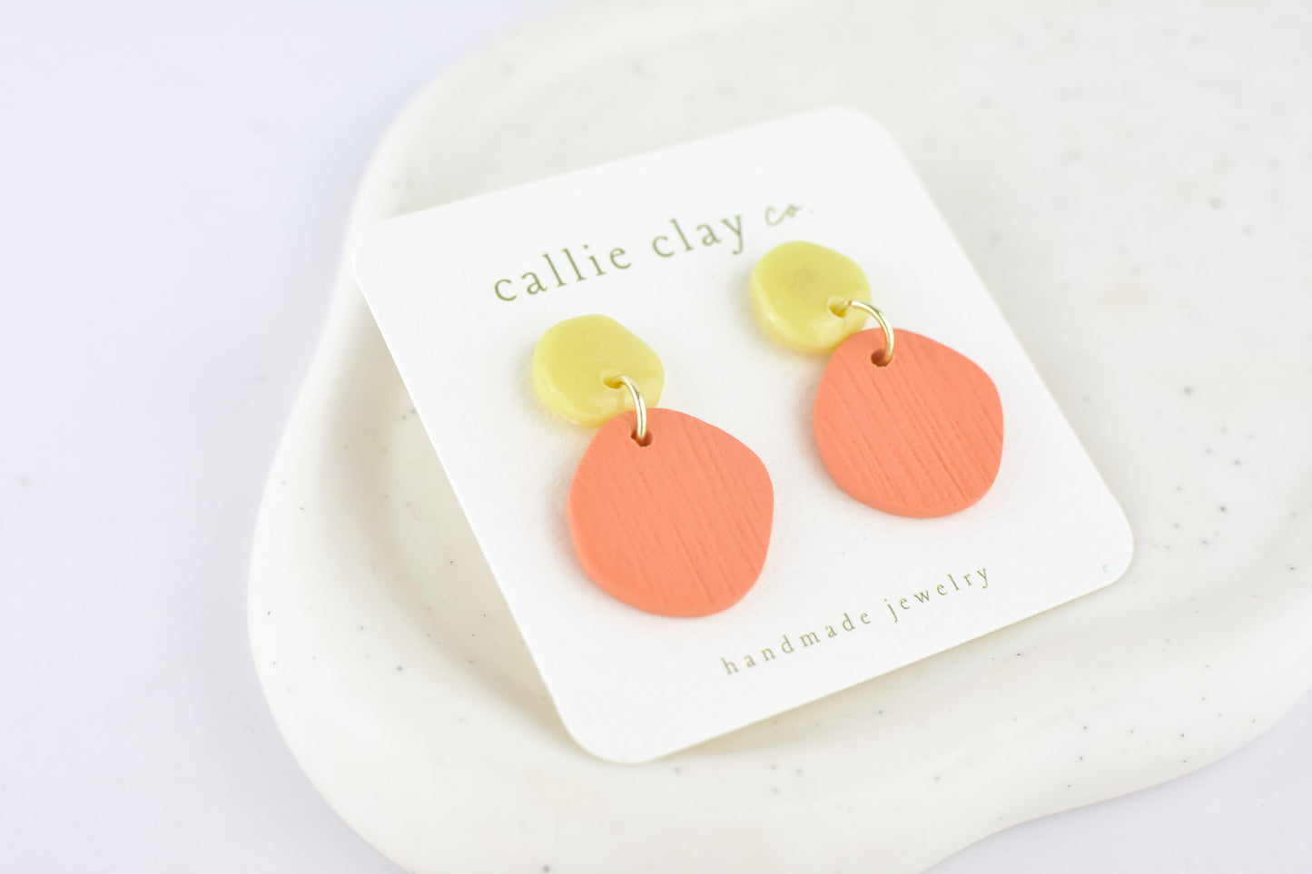 Soleil Dangles | Coral & Green Chartreuse