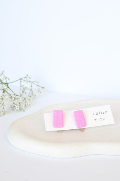 *Clip on* Textured Pink Clay Studs | Non Pierced Clip On Earrings For Women | Titanium Posts