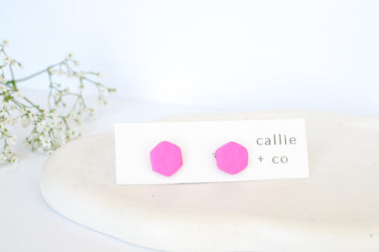 * Clip on * Textured Pink Clay Stud Earrings | Non Pierced Clip On Earrings For Women | Titanium Posts