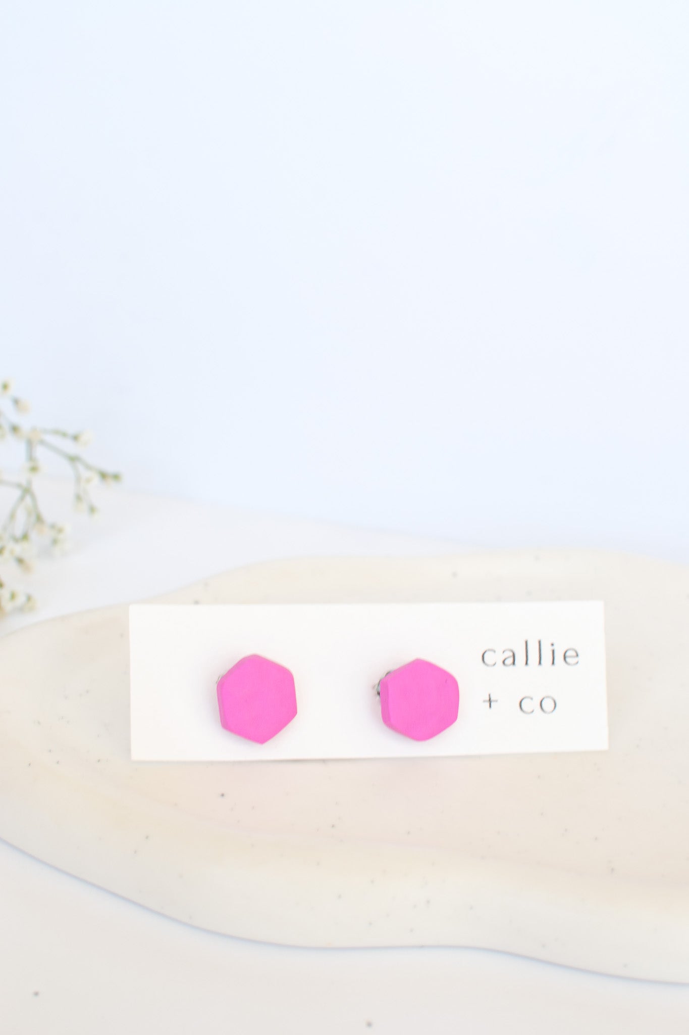 * Clip on * Textured Pink Clay Stud Earrings | Non Pierced Clip On Earrings For Women | Titanium Posts