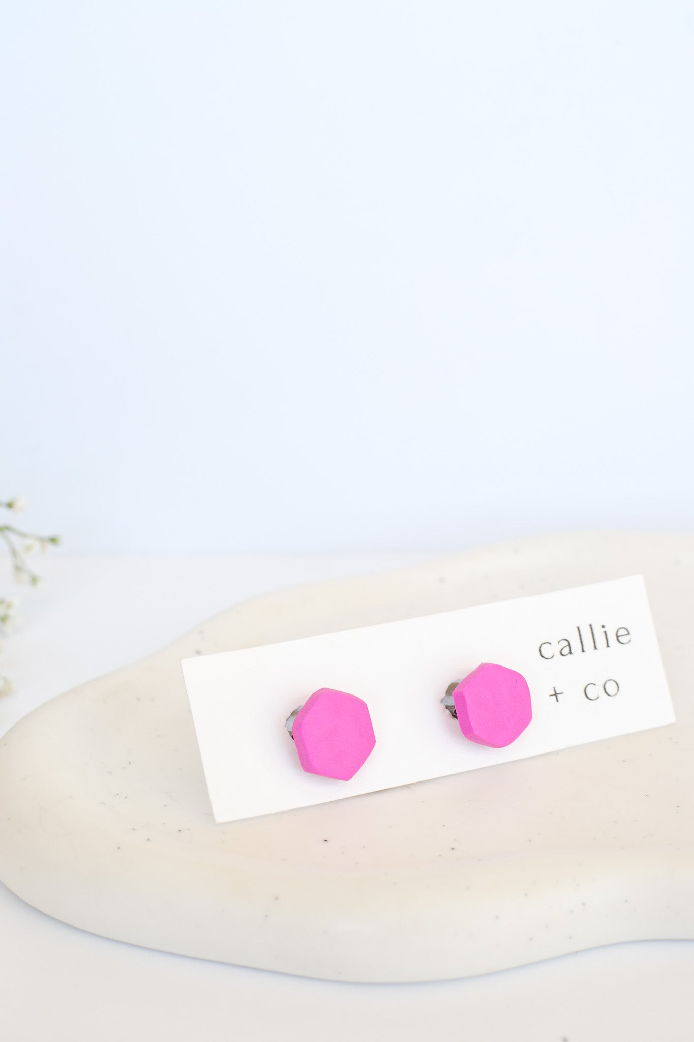 * Clip on * Textured Pink Clay Stud Earrings | Non Pierced Clip On Earrings For Women | Titanium Posts