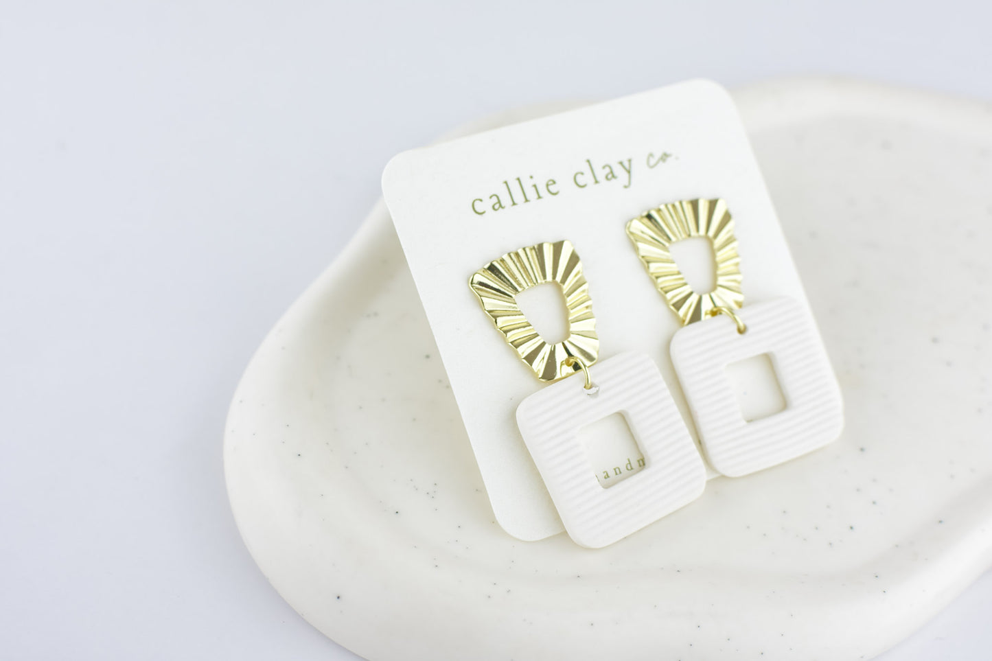 Grace Dangles | Gold & Textured White