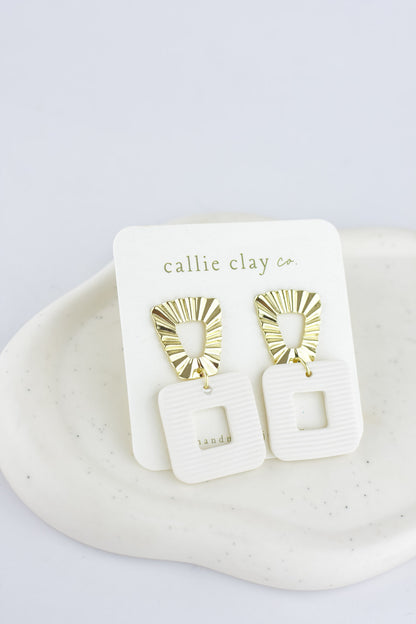 Grace Dangles | Gold & Textured White