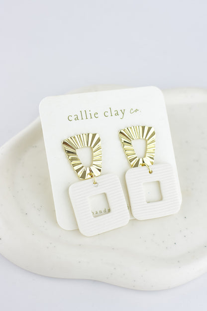 Grace Dangles | Gold & Textured White