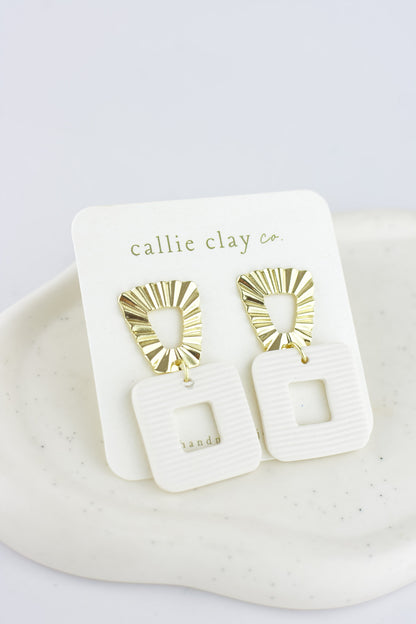 Grace Dangles | Gold & Textured White