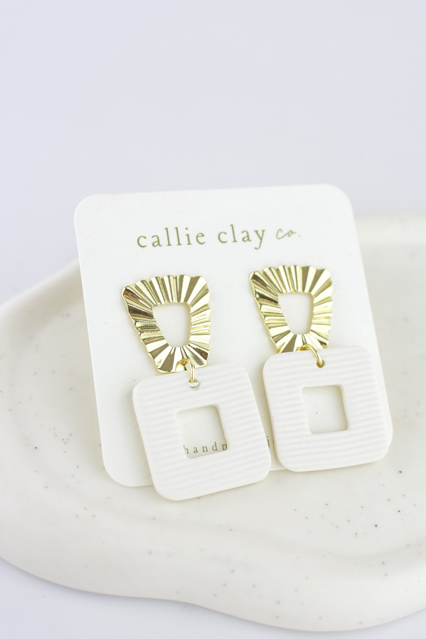 Grace Dangles | Gold & Textured White