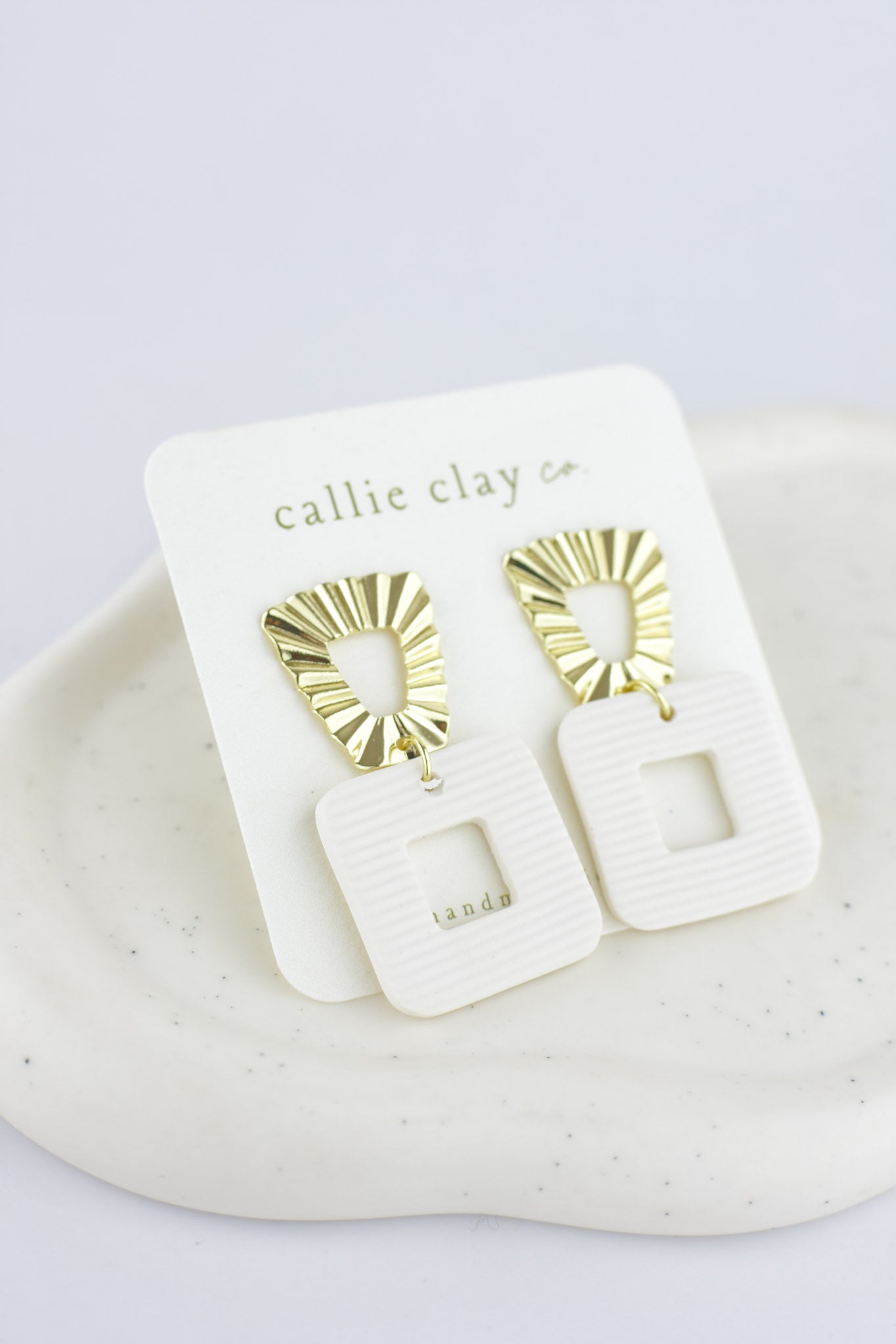 Grace Dangles | Gold & Textured White