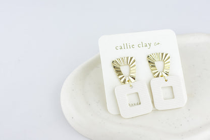 Grace Dangles | Gold & Textured White