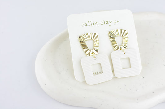 Grace Dangles | Gold & Textured White